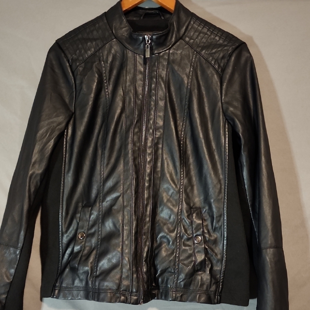 Philosophy Quilted Black Faux Leather Jacket